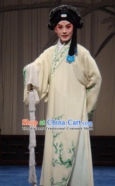 Bai Luo Shan Chinese Kun Opera Xiaosheng Niche Apparels Garment Costumes and Headwear Kunqu Opera Scholar Xu Jizu Robe Clothing