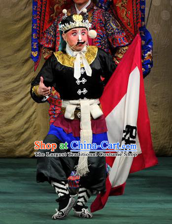 Interlocking Stratagem Chinese Kun Opera Chou Role Apparels and Headwear Kunqu Opera Martial Male Garment Costumes