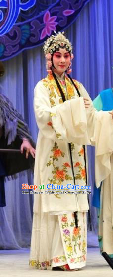 Chinese Kun Opera Hua Tan Bai Suzhen Apparels Costumes and Headpieces Leifeng Pagoda Kunqu Opera Young Female Dress Garment
