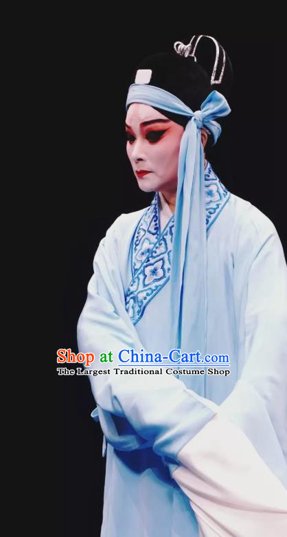Ku Qin Chinese Kun Opera Xiaosheng Apparels and Headwear Kunqu Opera Young Man Garment Scholar Shen Baoxu Costumes