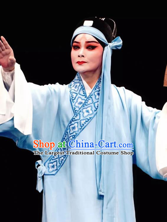 Ku Qin Chinese Kun Opera Xiaosheng Apparels and Headwear Kunqu Opera Young Man Garment Scholar Shen Baoxu Costumes