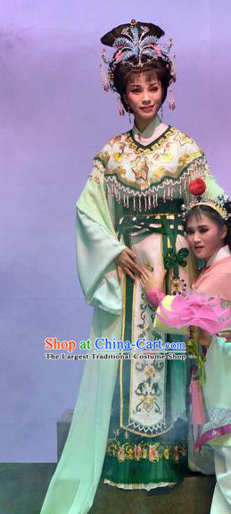Chinese Shaoxing Opera Goddess Female Costumes Pi Shan Jiu Mu Apparels Yue Opera Actress Dress Immortal Maiden Garment and Headpieces