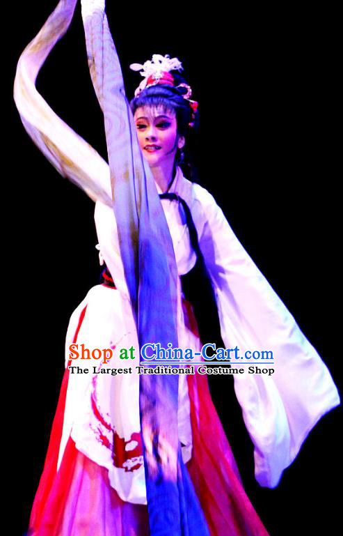 Chinese Huangmei Opera Young Lady Costumes Apparels and Headdress Qian Yu Jin Traditional Anhui Opera Actress A Ling Dress Garment