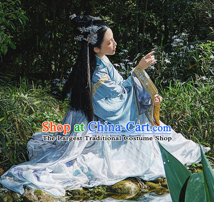 Traditional Chinese Ancient Swordswoman Hanfu Dress Jin Dynasty Apparels Royal Princess Historical Costumes for Women