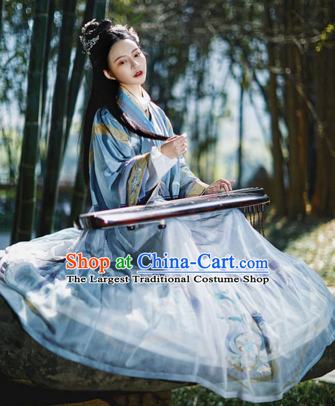 Traditional Chinese Ancient Swordswoman Hanfu Dress Jin Dynasty Apparels Royal Princess Historical Costumes for Women