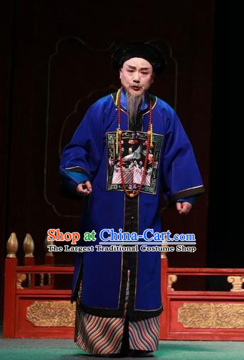 Chinese Huangmei Opera Elderly Male Costumes and Headwear An Hui Opera Tie Mian Jin Guangti Apparels Qing Dynasty Official Clothing