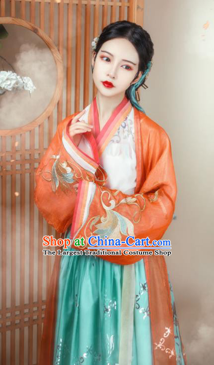 Ancient Chinese Song Dynasty Young Lady Apparels Traditional Women Hanfu Dress Historical Costumes