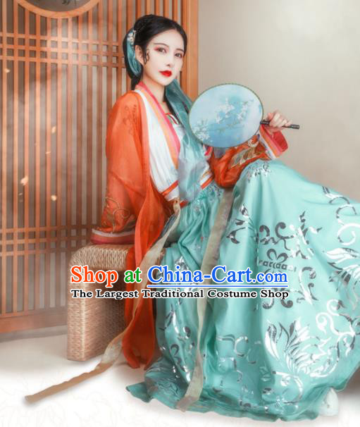 Ancient Chinese Song Dynasty Young Lady Apparels Traditional Women Hanfu Dress Historical Costumes