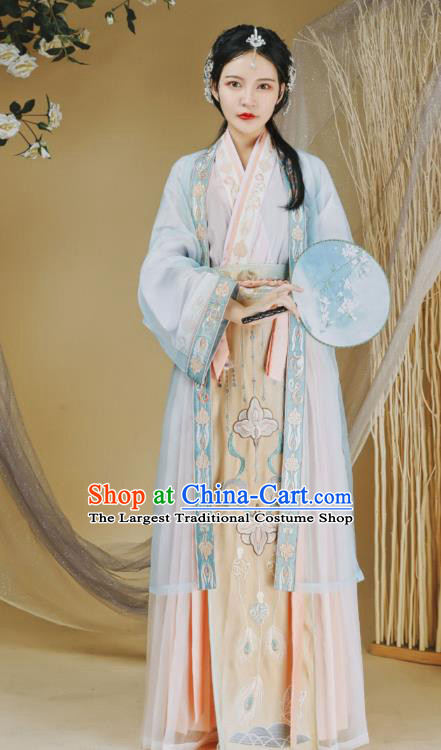 Ancient Chinese Traditional Women Hanfu Dress Young Lady Apparels Song Dynasty Historical Costumes Complete Set
