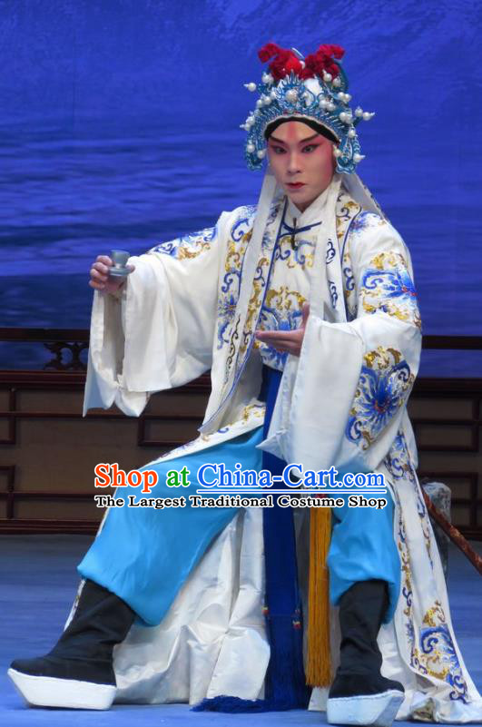 Zhu Hen Ji Chinese Ping Opera Martial Male Costumes and Headwear Pingju Opera Wusheng Apparels Soldier Zhu Chundeng Clothing