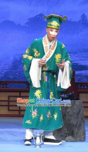 Zhu Hen Ji Chinese Ping Opera Chou Male Costumes and Headwear Pingju Opera Clown Song Cheng Apparels Clothing