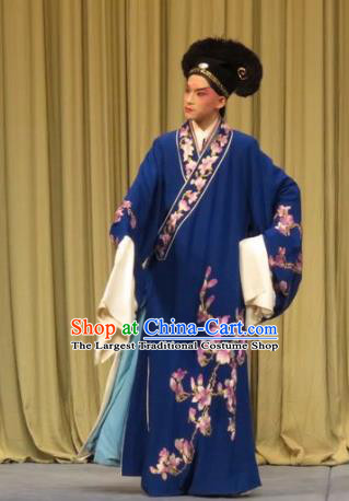 Zhen Zhu Shan Chinese Ping Opera Xiaosheng Costumes and Headwear Pingju Opera Merchant Apparels Young Male Chen Dalang Clothing