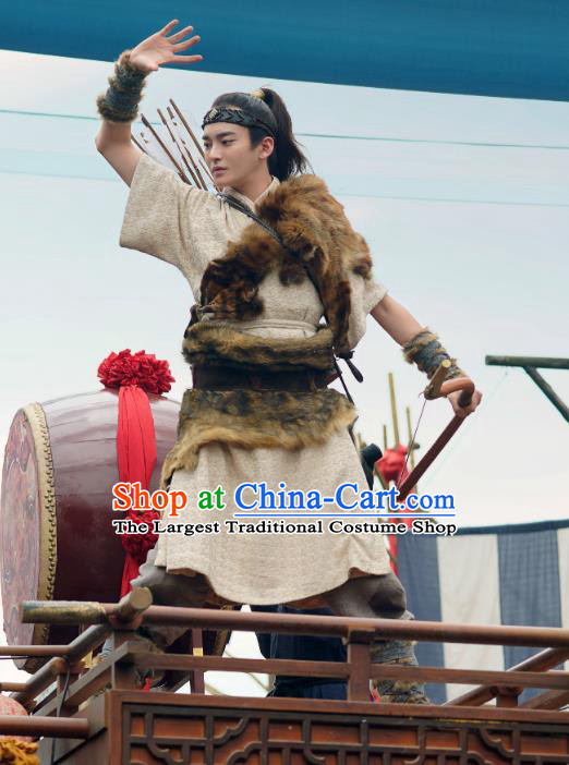 Traditional Chinese Ancient Swordsman Historical Costumes Drama Serenade of Peaceful Joy Song Dynasty Garment and Headwear