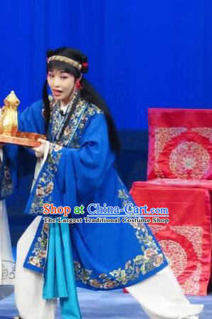The Wrong Red Silk Chinese Ping Opera Young Servant Costumes Pingju Opera Livehand Apparels Clothing and Headwear