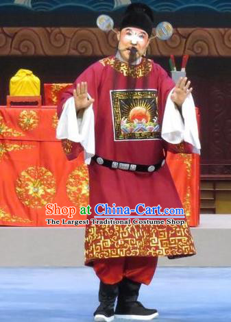 Yuan Yang Pu Chinese Ping Opera Magistrate Costumes and Headwear Pingju Opera Clown Male Apparels Clothing