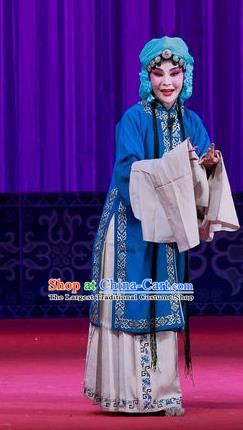 Chinese Ping Opera Distress Maiden Wang Yuying Apparels Costumes and Headpieces Remember Back to the Cup Traditional Pingju Opera Young Female Blue Dress Garment
