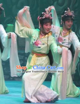 Chinese Ping Opera Xiaodan Apparels Costumes and Headpieces Legend of Love Traditional Pingju Opera Young Lady Goddess Dress Garment