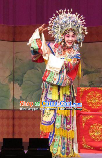 Chinese Ping Opera The Arrogant Princess Diva Apparels Costumes and Headdress Traditional Pingju Opera Garment Hua Tan Embroidered Dress