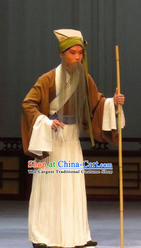 Li Xianglian Selling Paintings Chinese Ping Opera Old Man Costumes and Headwear Pingju Opera Elderly Male Apparels Clothing