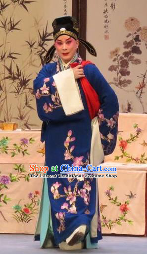 Peach Blossom Temple Chinese Ping Opera Xiaosheng Young Man Costumes and Headwear Pingju Opera Scholar Zhang Cai Apparels Clothing