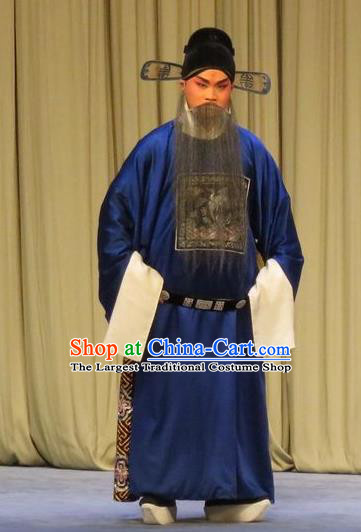 Peach Blossom Temple Chinese Ping Opera Laosheng Elderly Male Costumes and Headwear Pingju Opera County Magistrate Apparels Clothing