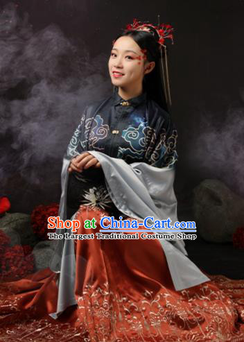 Traditional Chinese Court Princess Apparels Ming Dynasty Historical Costumes Ancient Embroidered Hanfu Dress for Women
