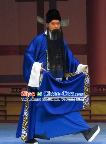 Chinese Ping Opera Elderly Male Costumes and Headwear Pingju Opera Magistrate Official Apparels Clothing