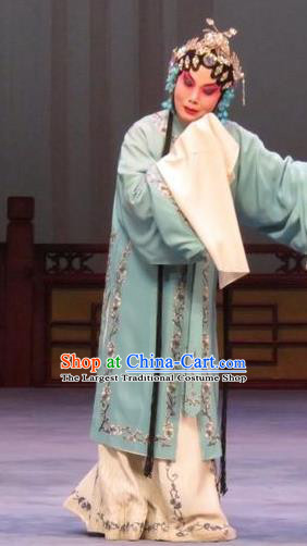 Chinese Ping Opera Young Female Shan Hu Costumes Apparels and Headpieces Chong Yuan Ji Traditional Pingju Opera Distress Maiden Dress Garment
