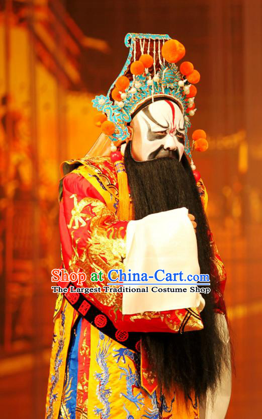 Ma Zhaoyi Chinese Ping Opera Chu King Costumes and Headwear Pingju Opera Elderly Male Apparels Clothing