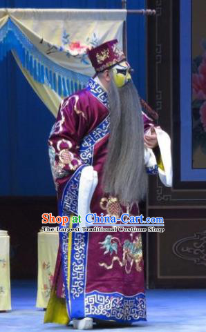 San Kan Yu Mei Chinese Ping Opera Laosheng Costumes and Headwear Pingju Opera Elderly Male Apparels Minister Liu Tianhua Clothing