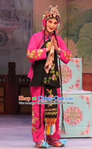 Chinese Ping Opera Young Beauty Costumes Apparels and Headpieces Embroidered Shoes Traditional Pingju Opera Actress Dress Garment
