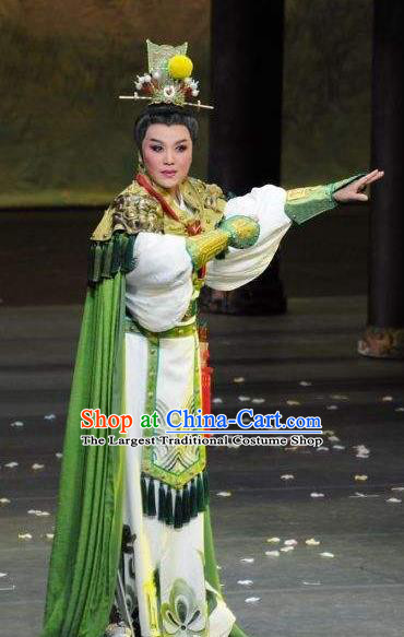 Chinese Yue Opera Takefu Apparels Zhen Huan Shaoxing Opera Martial Men Costumes Wu Sheng Garment and Headwear
