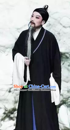 Chinese Yue Opera Elderly Male Costumes Garment Shaoxing Opera Phoenix Tears Apparels Old Scholar Clothing and Headdress