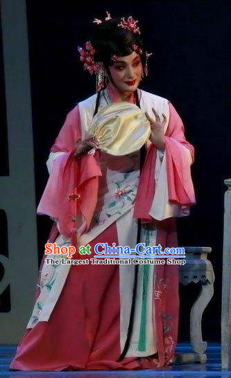 Chinese Shaoxing Opera Geisha Pink Dress Garment Dong Xiaowan And Mao Bijiang Yue Opera Hua Tan Costumes Young Male Apparels and Hair Accessories
