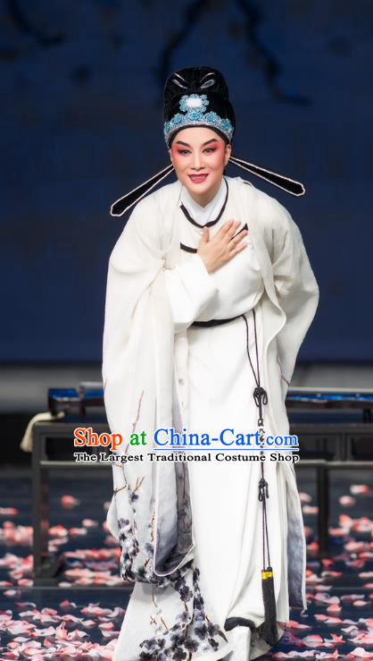 Chinese Yue Opera Young Male Lu You And Tang Wan Costumes and Hat Shaoxing Opera Apparels Scholar Niche Garment