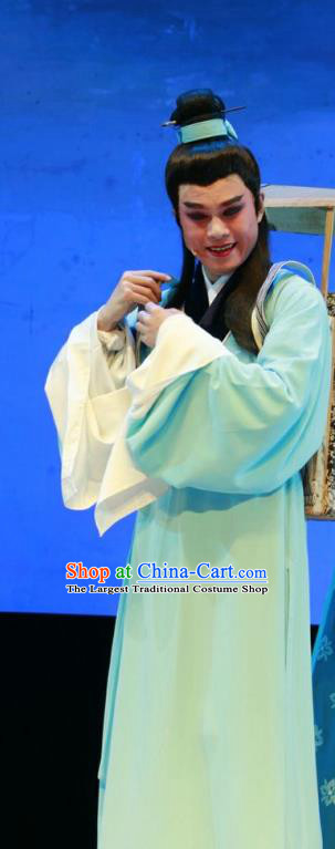 Chinese Yue Opera Scholar An Dacheng Shuang Jiao Jie Qin Costumes and Headwear Young Male Garment Shaoxing Opera Xiaosheng Apparels