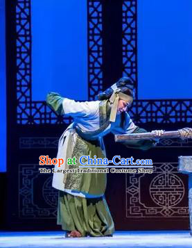 Chinese Shaoxing Opera Poor Dame Apparels Garment and Headdress Yue Opera Costumes Shuang Jiao Jie Qin Elderly Female Dress