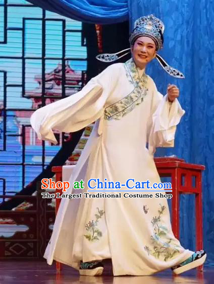 Chinese Yue Opera Young Male Costumes and Headwear A Bride For A Ride Shaoxing Opera Scholar Garment Zhou Wenbin Apparels Robe