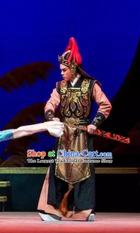 Chinese Yue Opera Wusheng Young Male Apparels Costumes and Headwear Shaoxing Opera Changle Palace Garment General Armor