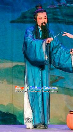 Chinese Yue Opera Philosopher Apparels Costumes and Headpiece Hu Die Meng Butterfly Dream Shaoxing Opera Laosheng Elderly Man Zhuang Zhou Garment
