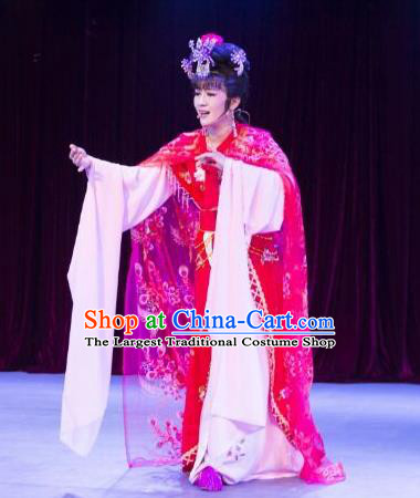 Chinese Shaoxing Opera Courtesan Du Shiniang Costumes and Headpieces The Beautiful Courtesan Yue Opera Hua Tan Dress Actress Garment Apparels