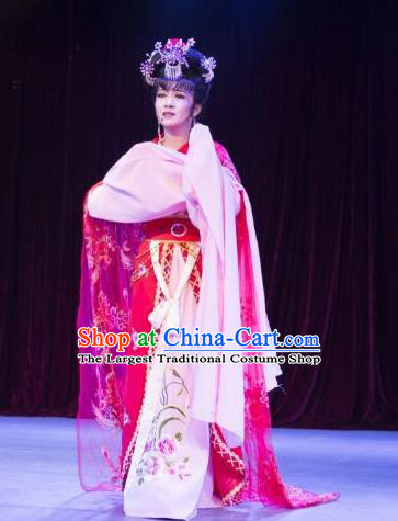 Chinese Shaoxing Opera Courtesan Du Shiniang Costumes and Headpieces The Beautiful Courtesan Yue Opera Hua Tan Dress Actress Garment Apparels