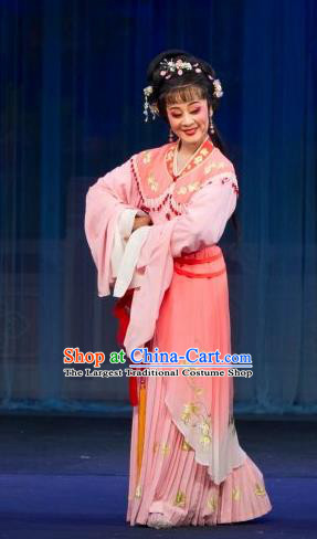 Chinese Shaoxing Opera young Lady Yuan Yumei Dress Garment and Headpieces Tao Li Mei Yue Opera Huadan Female Apparels Costumes