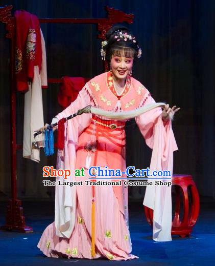 Chinese Shaoxing Opera young Lady Yuan Yumei Dress Garment and Headpieces Tao Li Mei Yue Opera Huadan Female Apparels Costumes