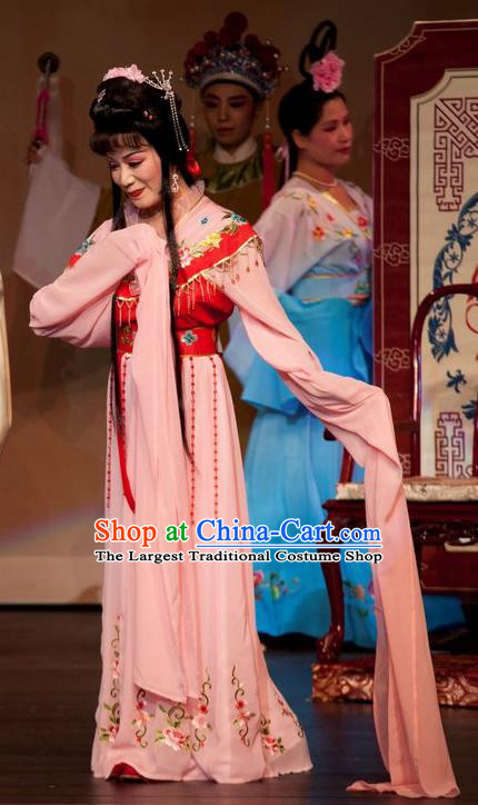 Chinese Shaoxing Opera Young Lady Dress and Headpieces Yue Opera Hua Tan Costumes Emperor and the Village Girl Apparels Garment