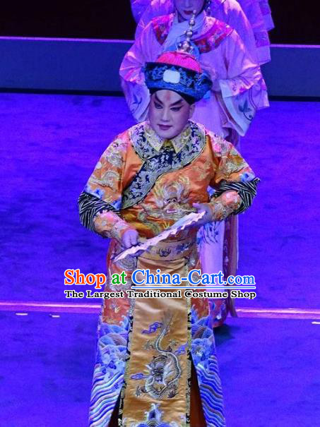Nan Hai Zi Chinese Peking Opera Xiaosheng Young Male Garment Costumes and Headwear Beijing Opera Qing Dynasty Emperor Shun Zhi Apparels Clothing