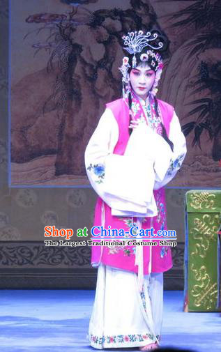 Chinese Ping Opera Young Beauty Apparels Costumes and Headpieces Traditional Pingju Opera Lv Bu And Diao Chan Hua Tan Diva Dress Garment