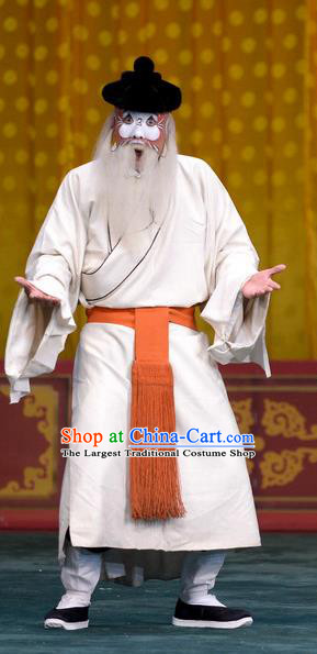Tao Hua Cun Chinese Peking Opera Old Man Garment Costumes and Headwear Beijing Opera Elderly Servant Apparels Clothing
