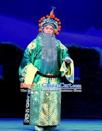 Di Qing Chinese Peking Opera General Yang Zongbao Garment Costumes and Headwear Beijing Opera Military Officer Apparels Elderly Male Clothing