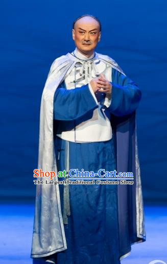 Jin Lv Qu Chinese Peking Opera Laosheng Garment Costumes and Headwear Beijing Opera Elderly Male Apparels Qing Dynasty Scholar Gu Zhenguan Clothing